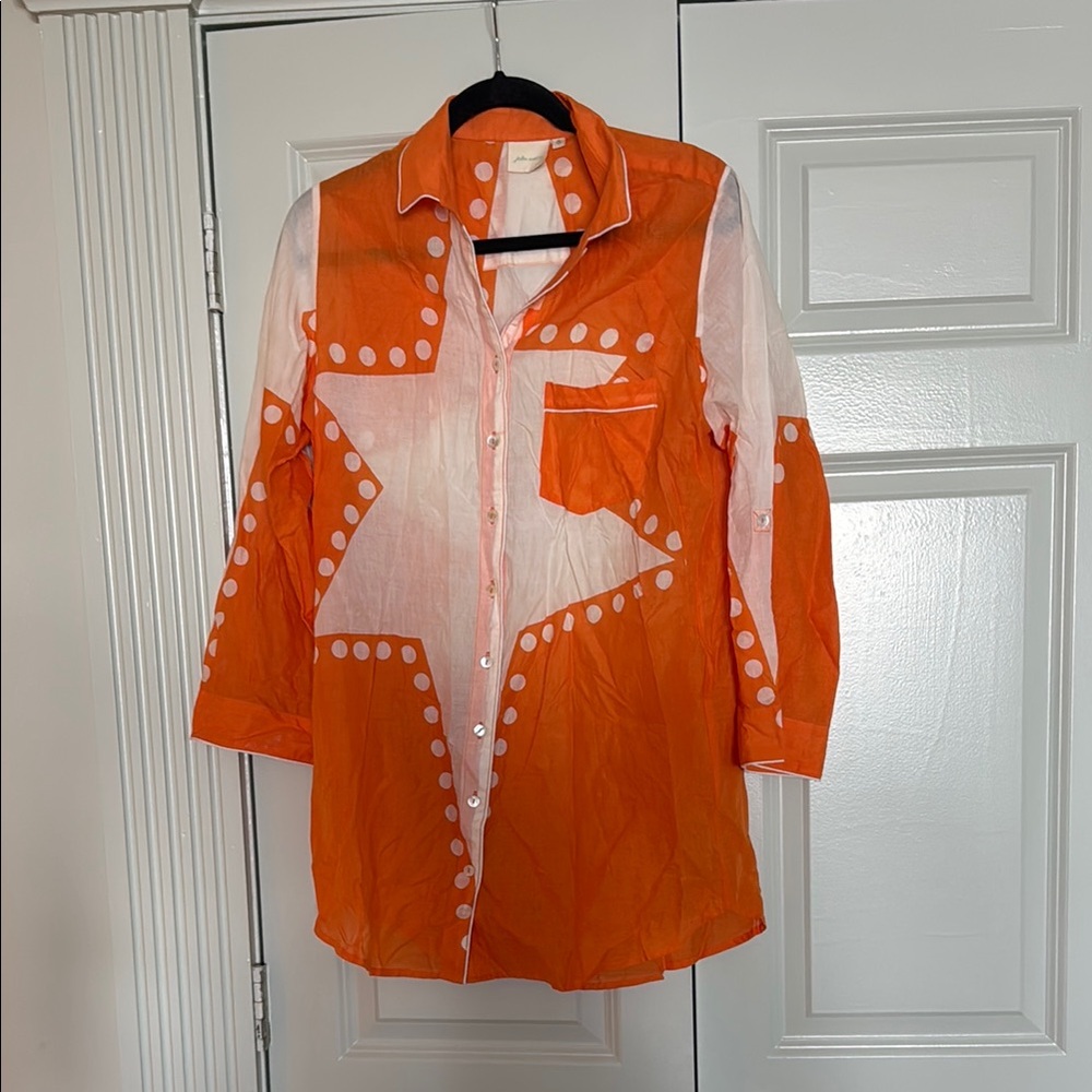 Julia Amory husband shirt Starry Night in clementine size small